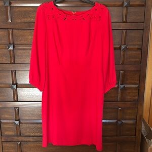 Talbots red dress 3/4 sleeve with silver button